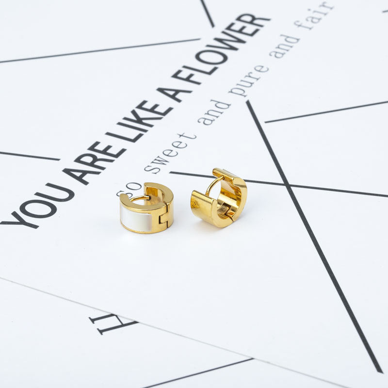 Wholesale Titanium Steel Pure Natural White Shell Earrings